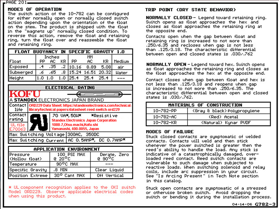 A General Description - 2 of a 10-782-PP Level Switch.